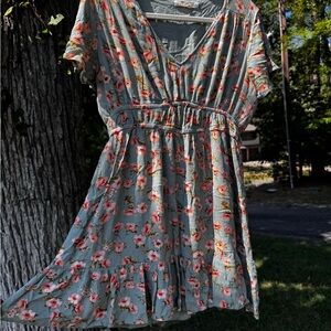 Flattering Rewind Floral Green Dress
